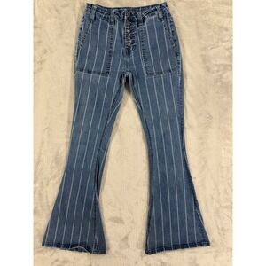 Rock & Roll Denim Jeans Womens 26x32 Western Bootcut Flare Button Fly Stripe 70s